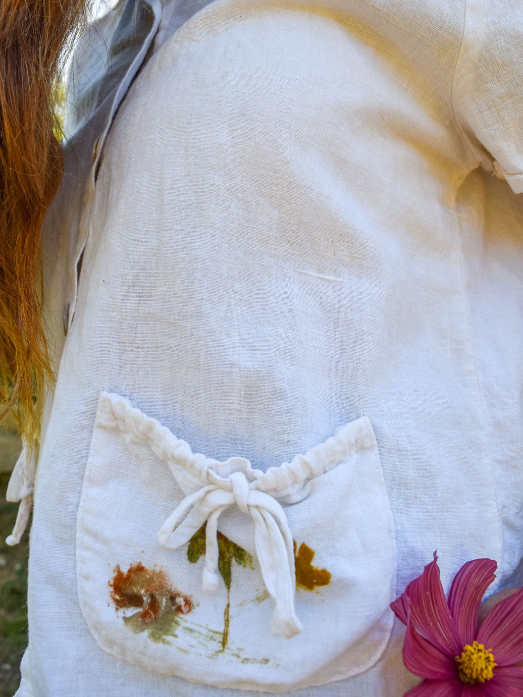 Flower Hammered Cotton/Linen Blouse