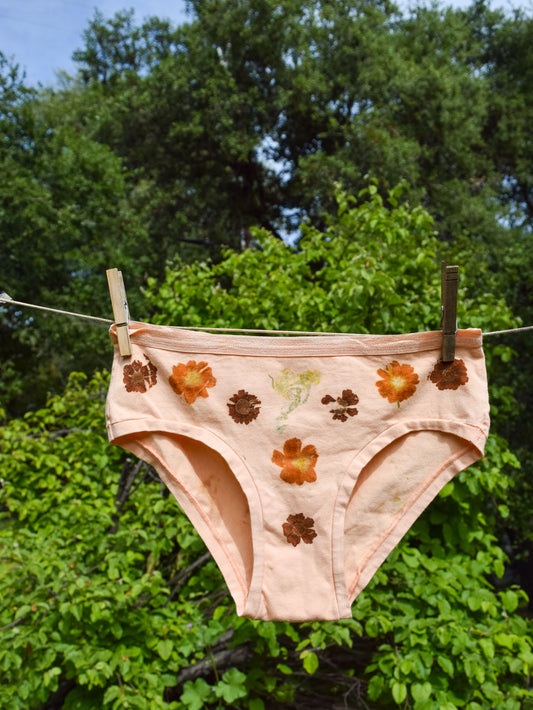 Flower Pressed Organic Cotton Undies- Peach Garden