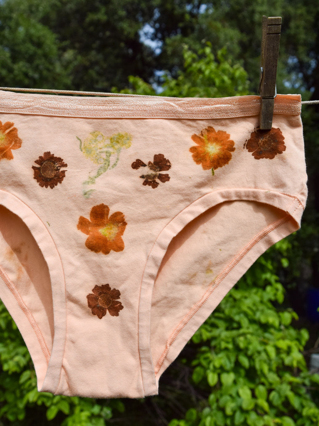 Flower Pressed Organic Cotton Undies- Peach Garden