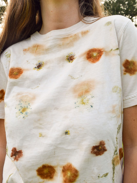 Eco-printed White Tee Shirt