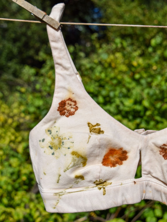 Eco-Printed Organic Cotton Keyhole Bralette