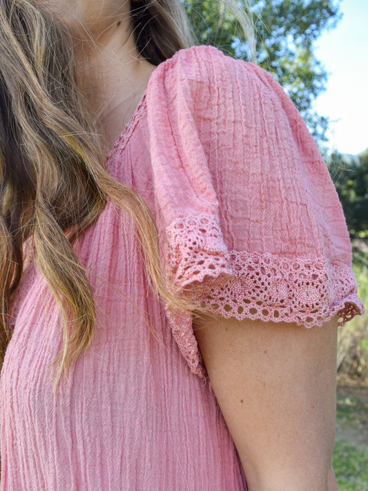 Madder Gauze Crochet Dress