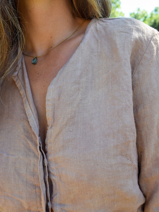 Logwood & Cutch Linen 3/4 Sleeve Crop