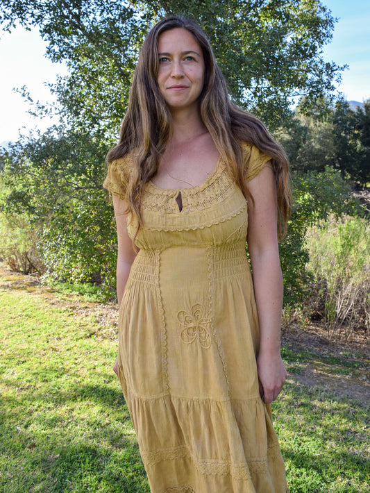 Marigold & Chesnut Fitted Crochet Dress