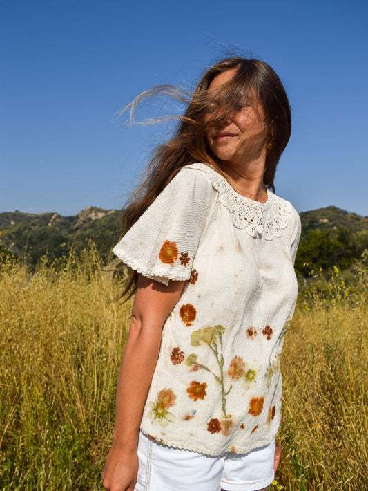 Bundle Dyed Crochet Gauze Blouse