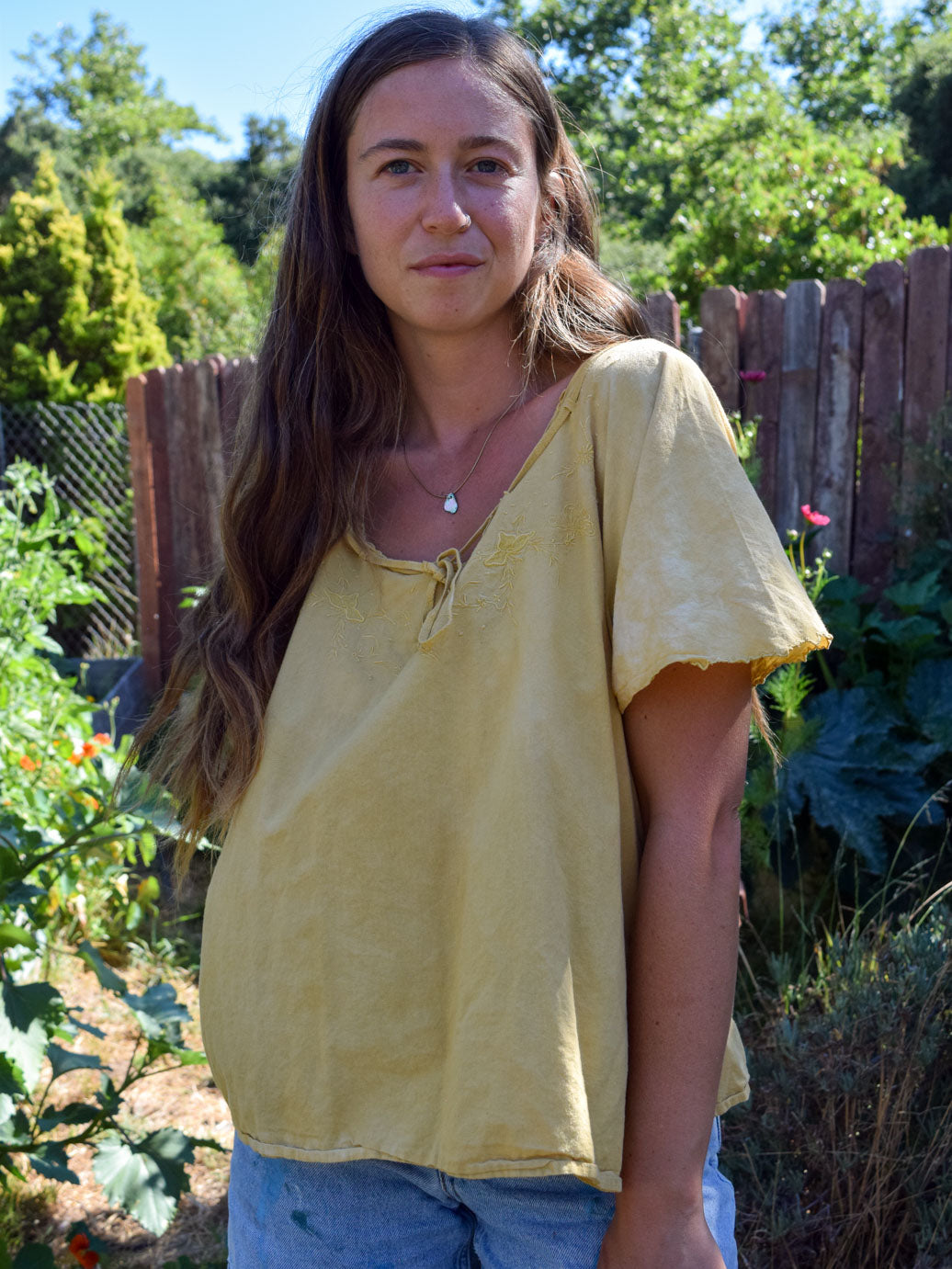 Marigold Super Soft Embroidered Adjustable Neck Blouse