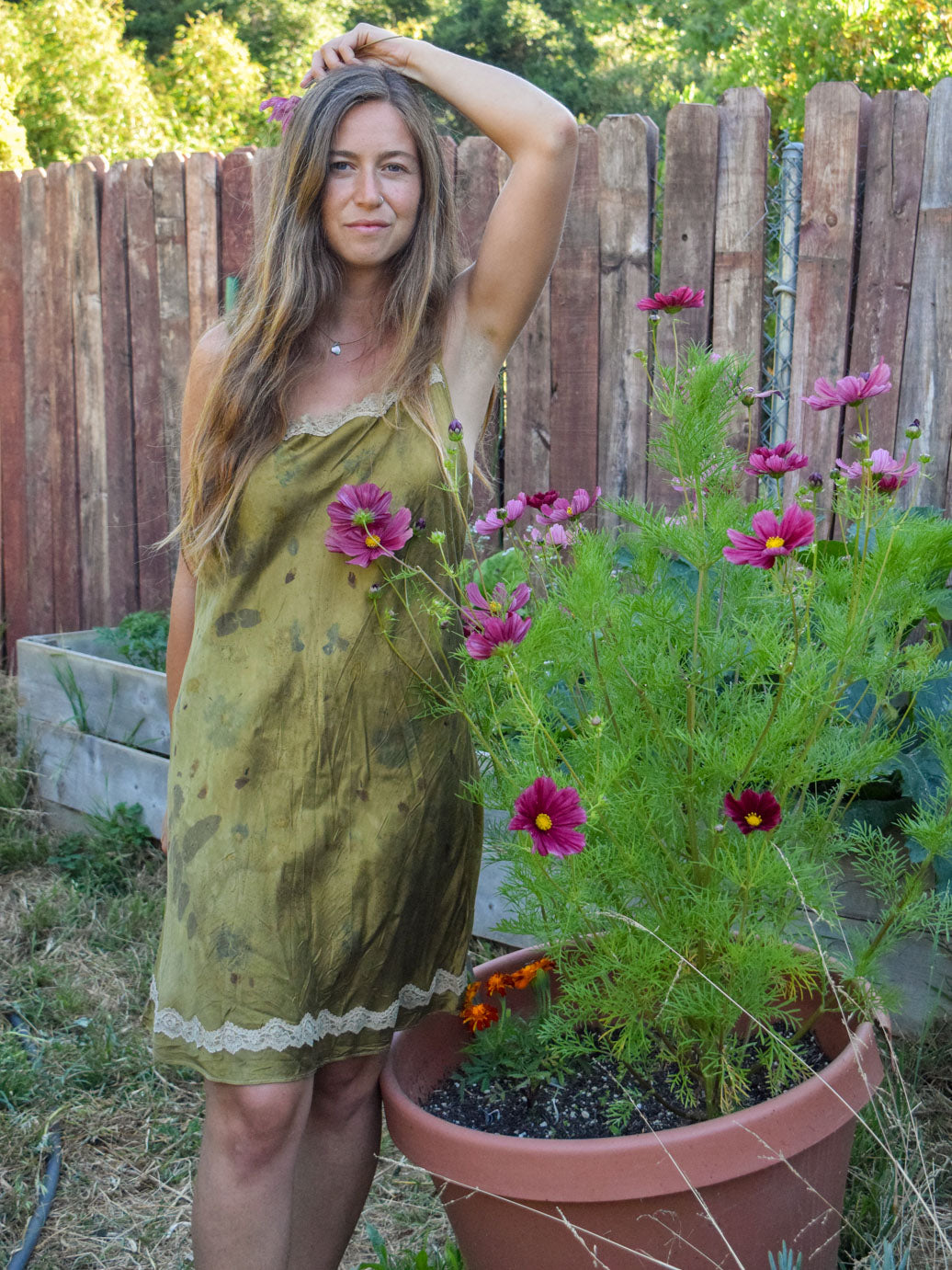 Marigold Eco-printed Silk Slip