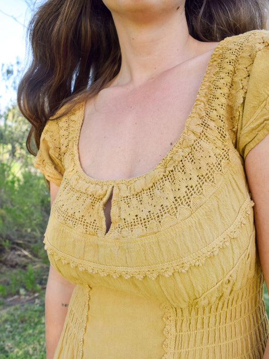 Marigold & Chesnut Fitted Crochet Dress