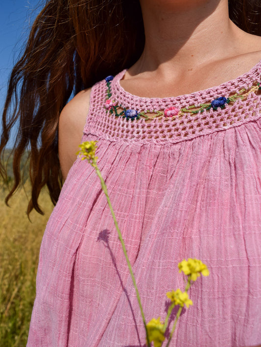 Lac Gauze Crochet Tank
