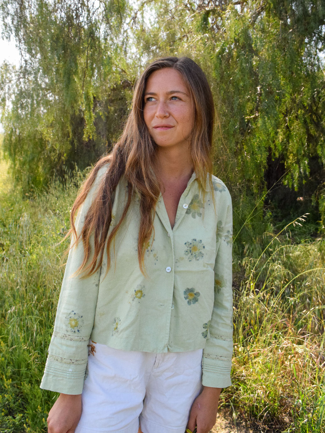 Bundle Dyed Seafoam Green Blouse