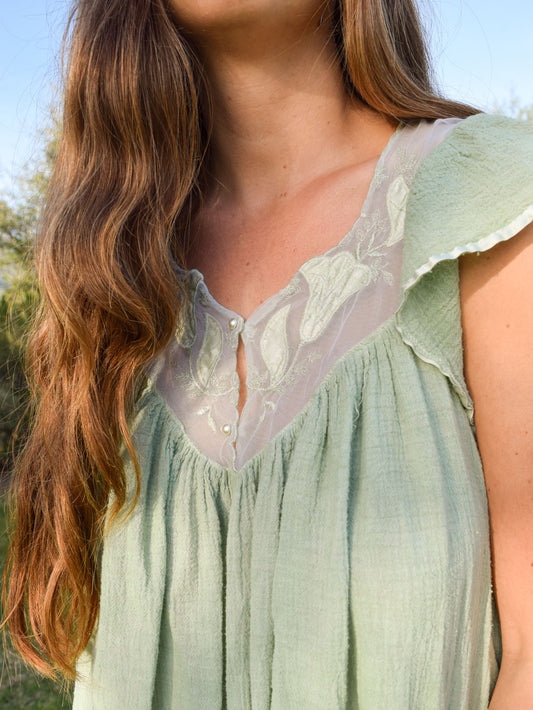 Chlorophyllin Soft Gauze Midi Dress