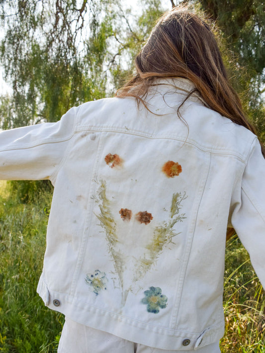 Bundle Dyed White Denim Jacket