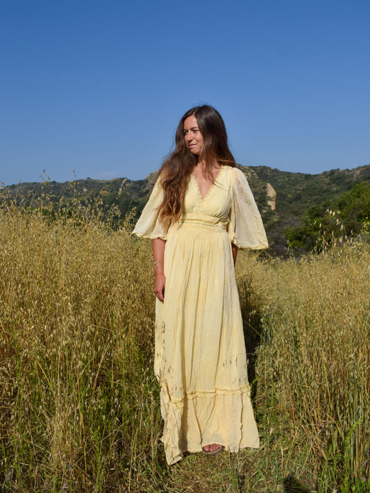 Osage Bell Sleeve Crinkle Gauze Maxi Dress