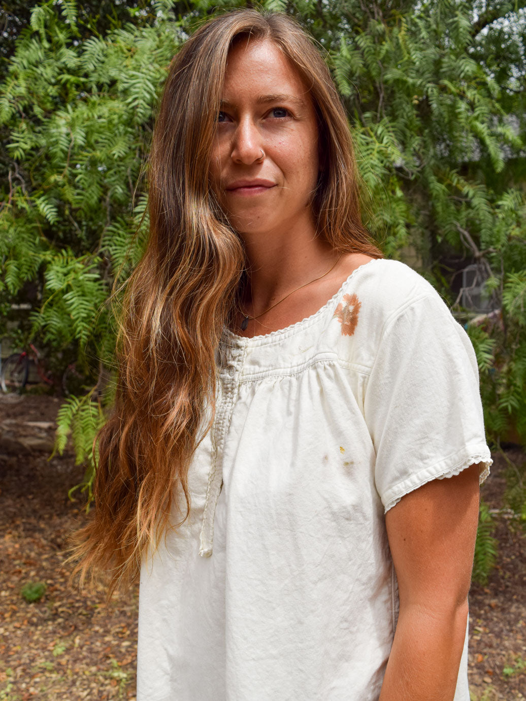 Eco- printed Antique Flannel Lined Night Dress