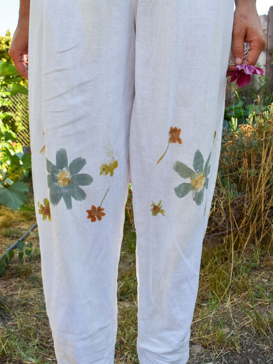 Flower Hammered Elastic Pants