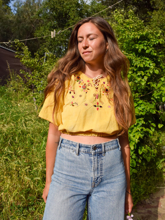 Marigold Traditional Huipil Crop