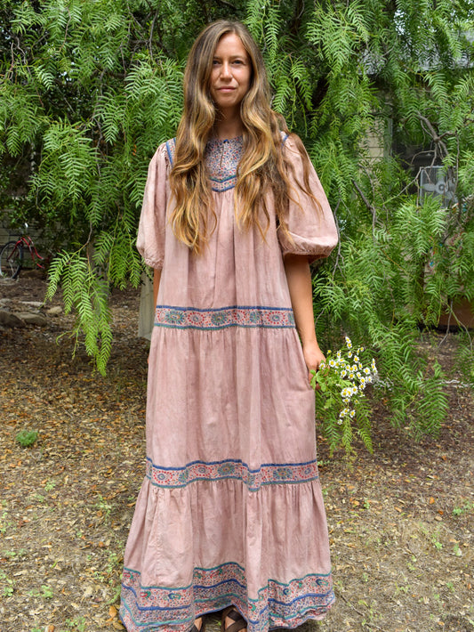 Cutch & Logwood Floral Yoke Tiered Maxi Dress