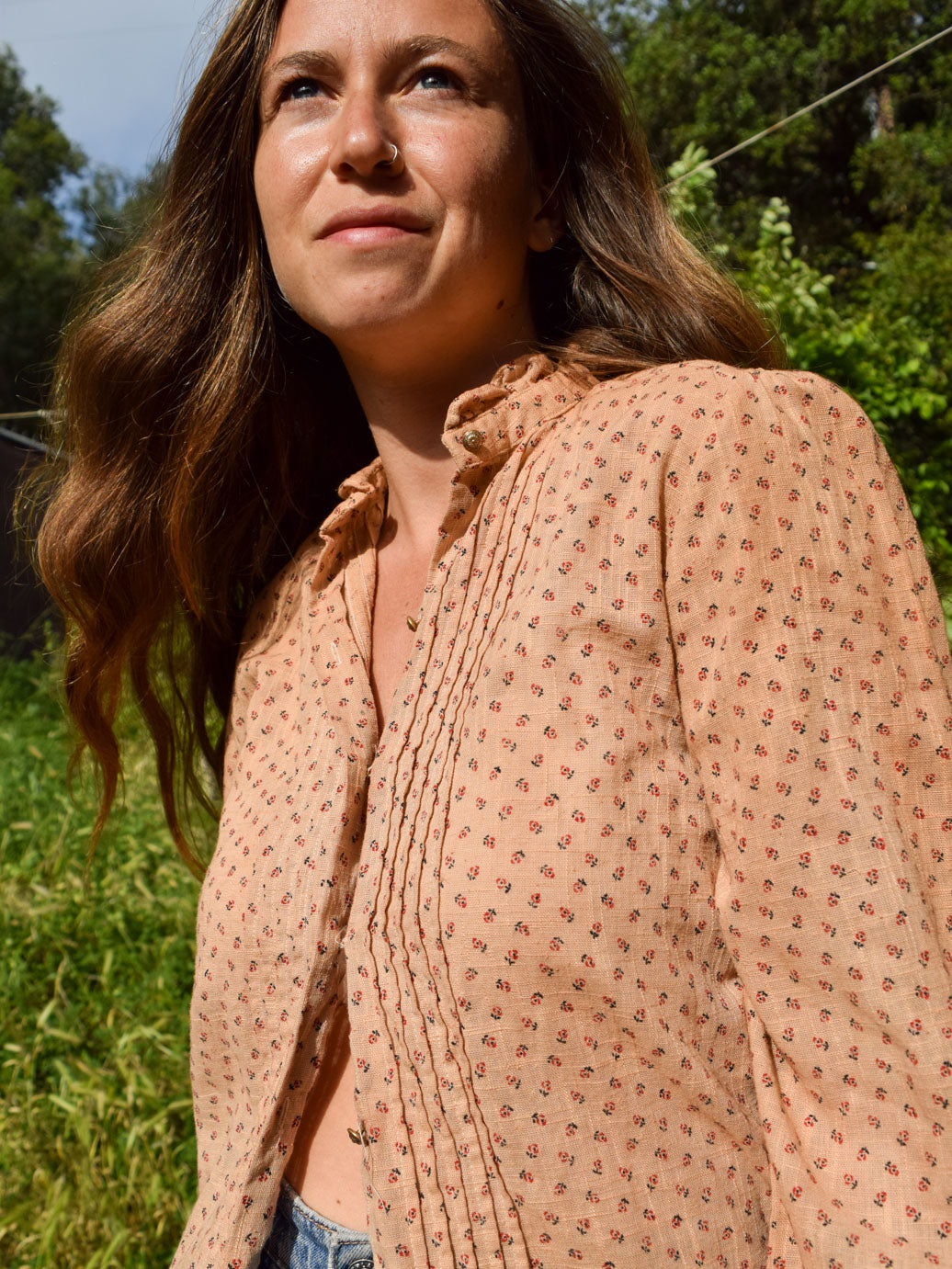 Cutch Ditsy Floral Linen Blouse