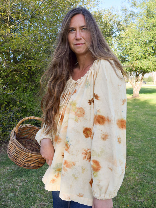 Eco-printed Native American Cotton Blouse