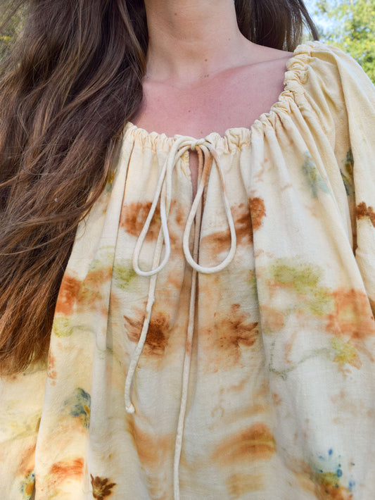 Eco-printed Native American Cotton Blouse