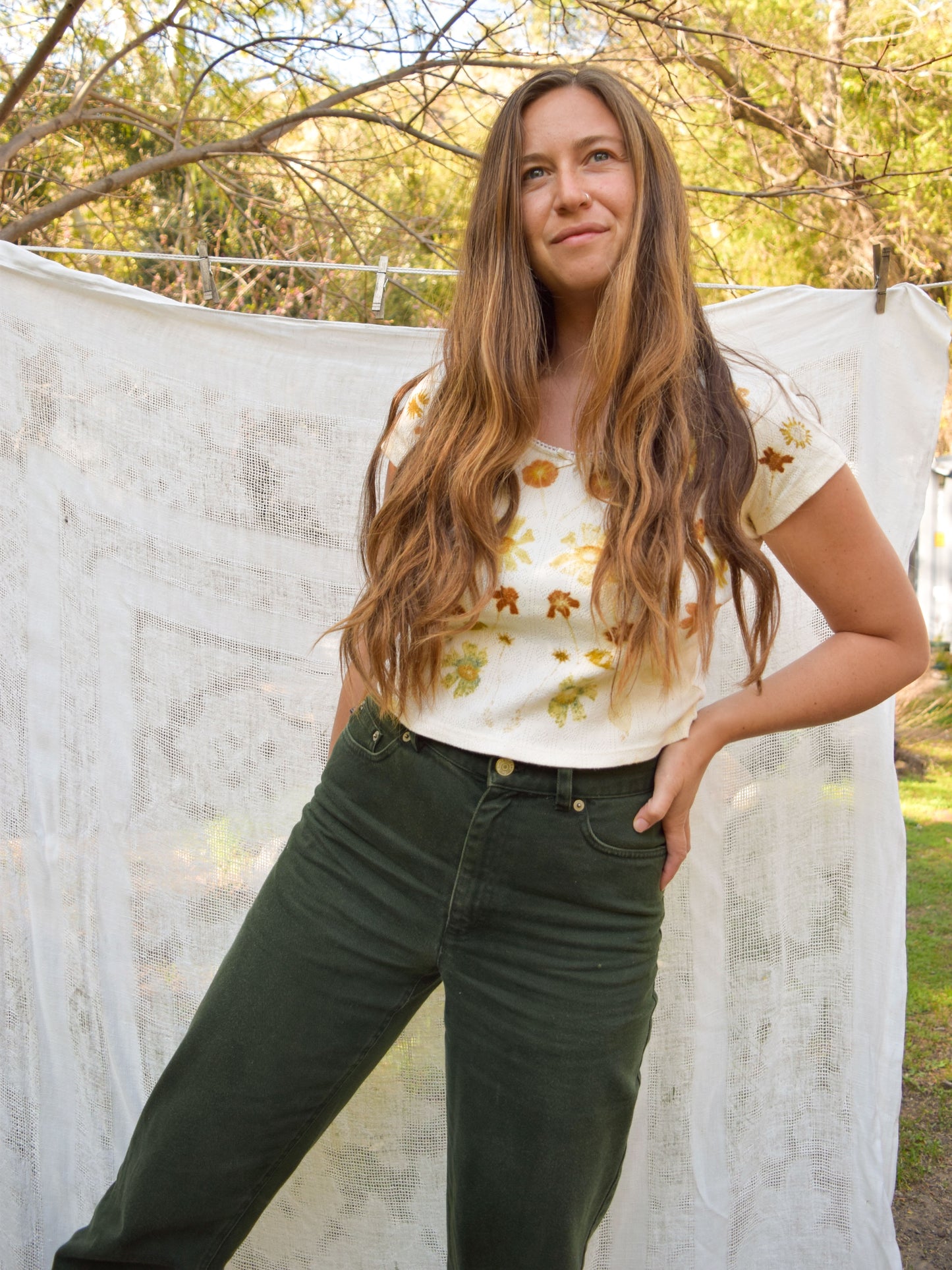 Eco-printed Pointelle Tee