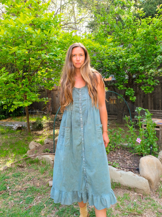 Indigo & Marigold Pleated Patch Pocket Sundress