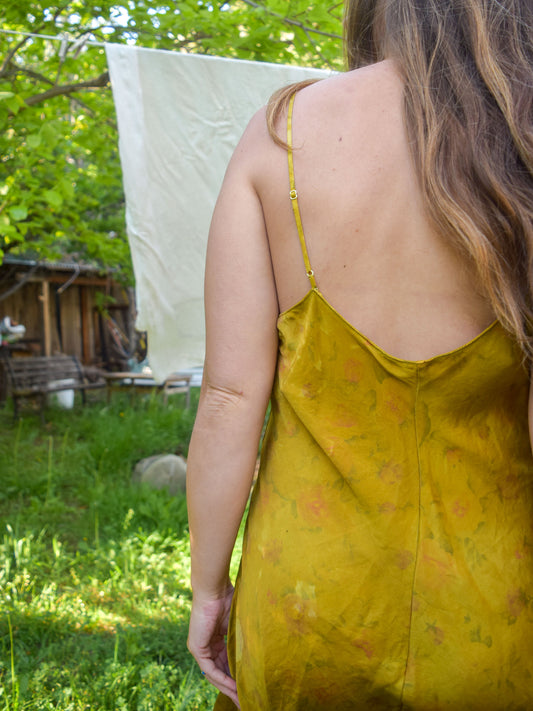 Marigold Floral Silk Slip Dress