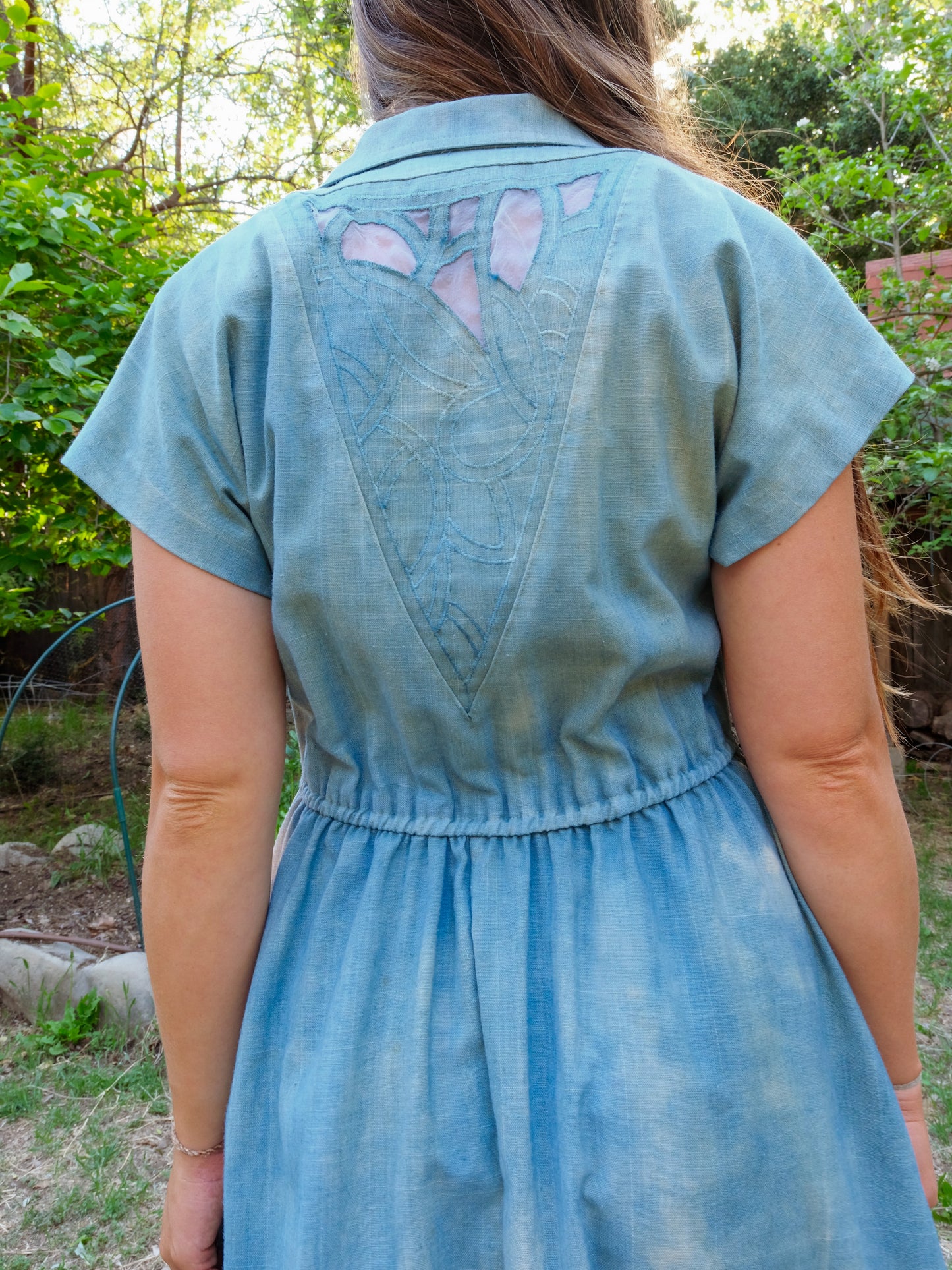 Indigo Heavy Linen Collared Dress