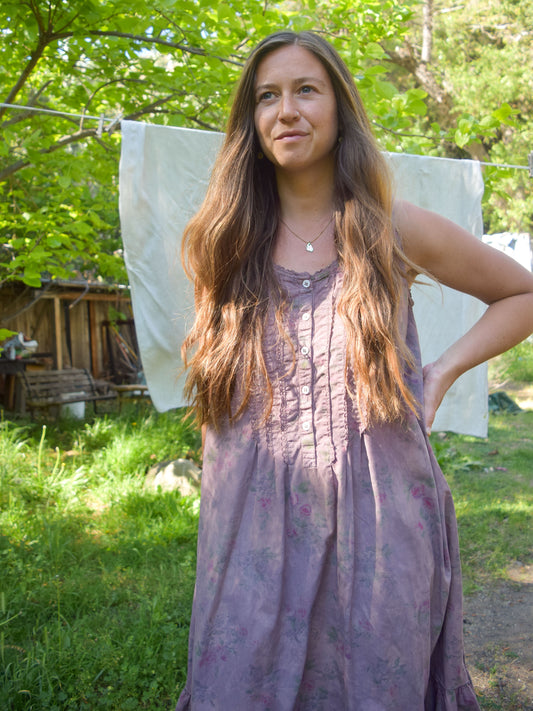 Logwood & Cutch Floral Ruffle Hem Dress