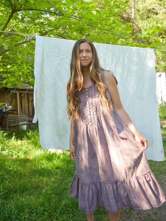 Logwood & Cutch Floral Ruffle Hem Dress