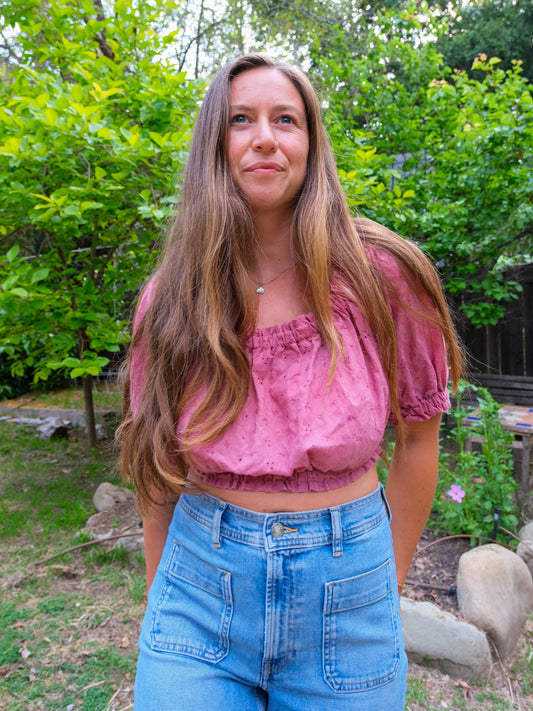 Lac Eyelet Crop Blouse