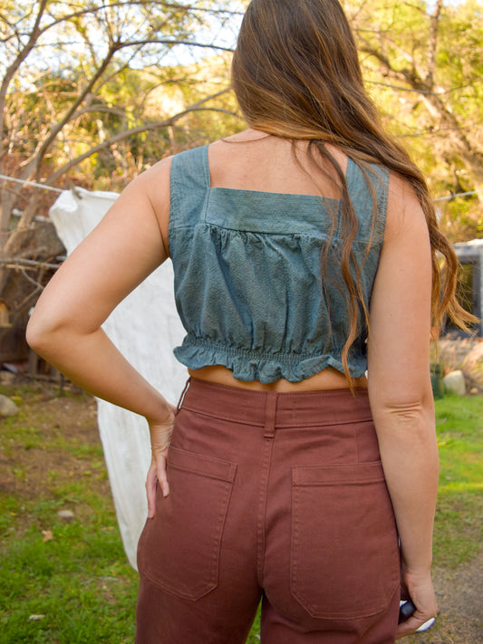 Indigo Crop Blouse