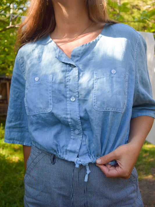 Indigo Tie Waist Blouse