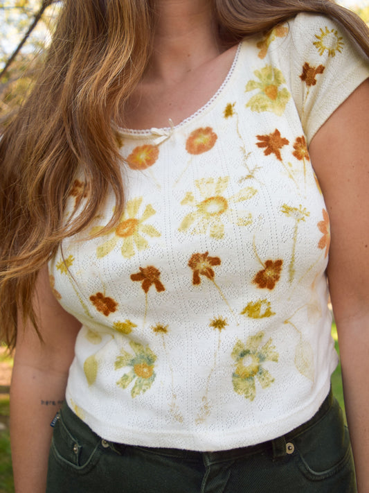 Eco-printed Pointelle Tee