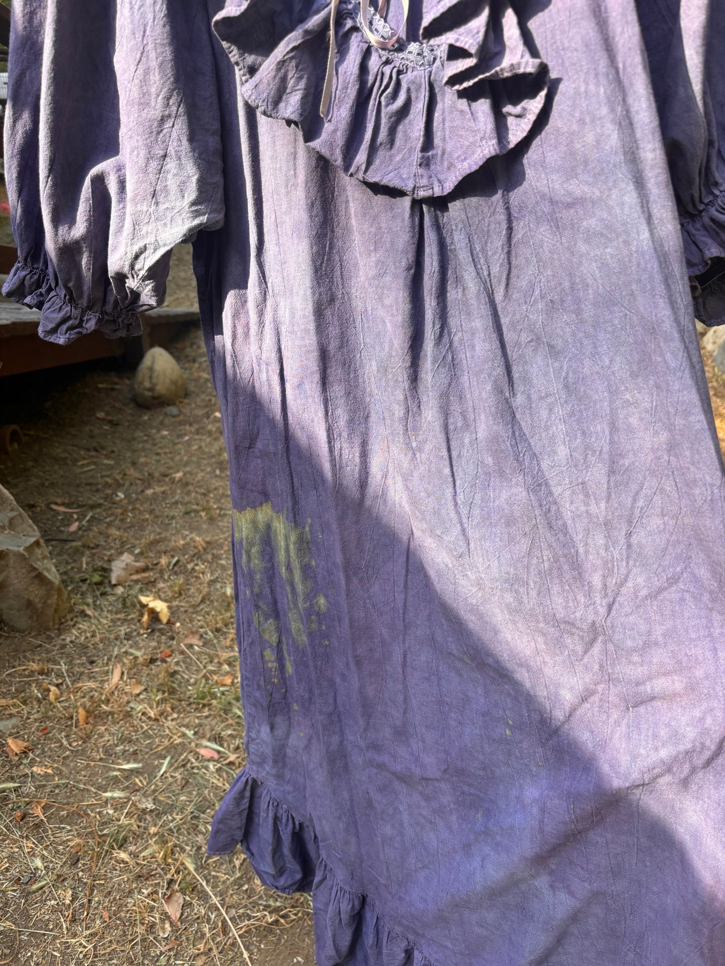 Indigo & Logwood Plunging Neck Maxi Dress