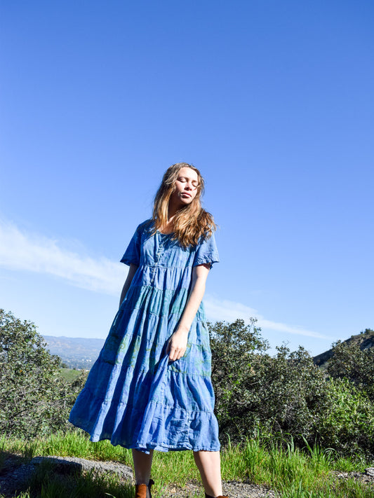 Indigo Super Soft Floral Patchwork Dress