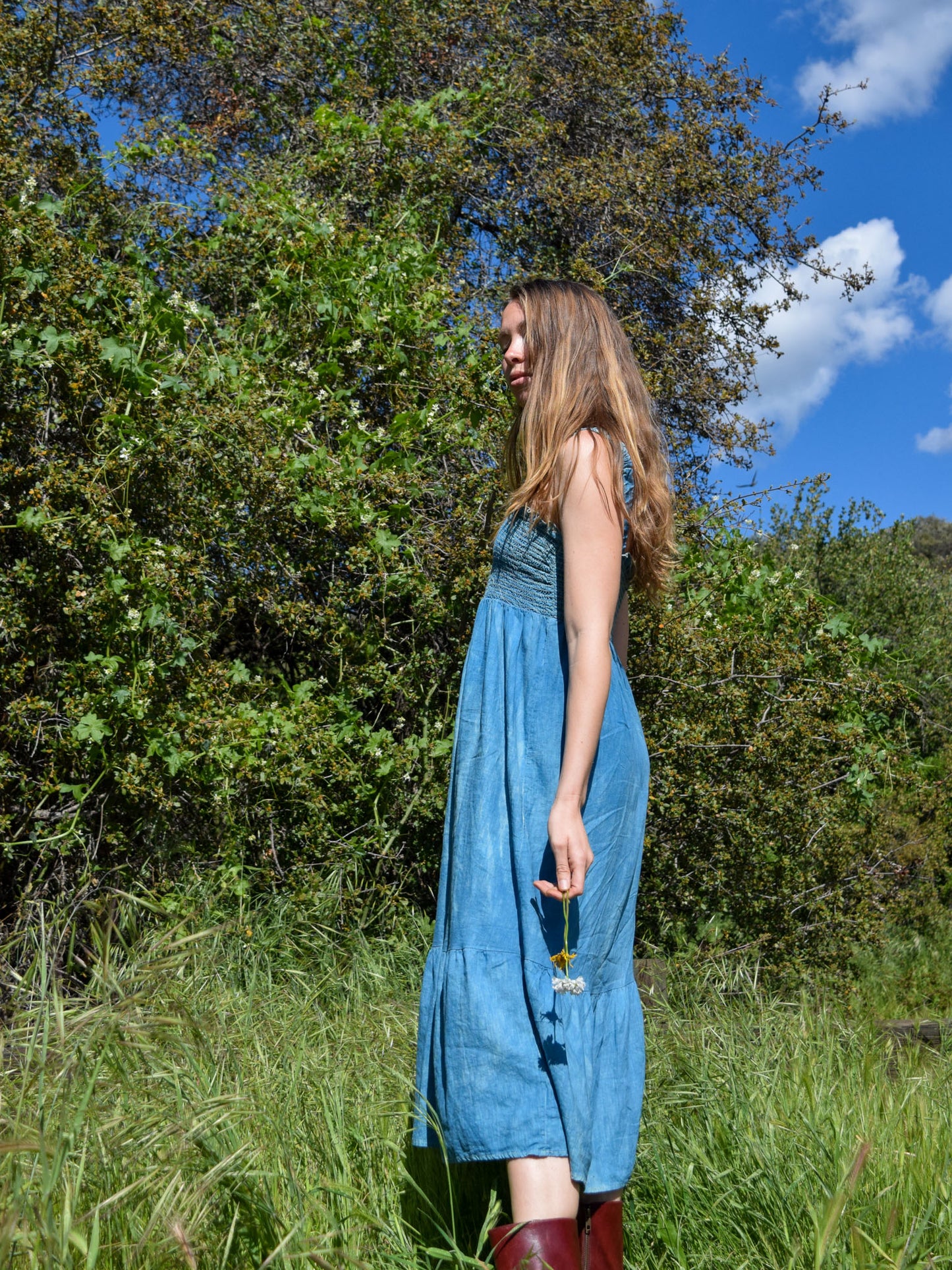 Indigo Smocked Day Dress
