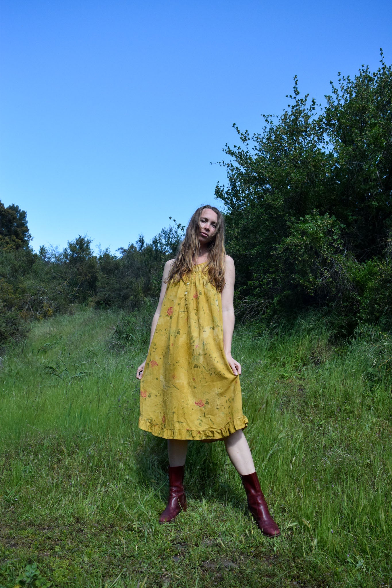 Marigold Floral Spring Day Dress