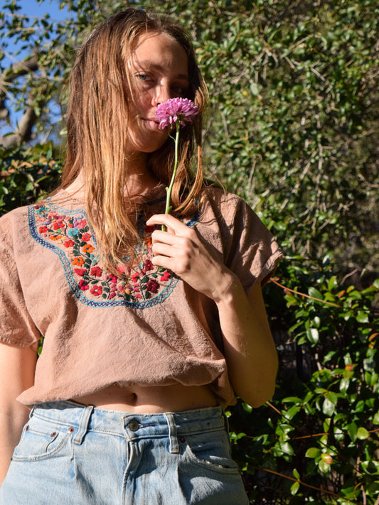 Madder & Iron Short Sleeve Embroidered Crop