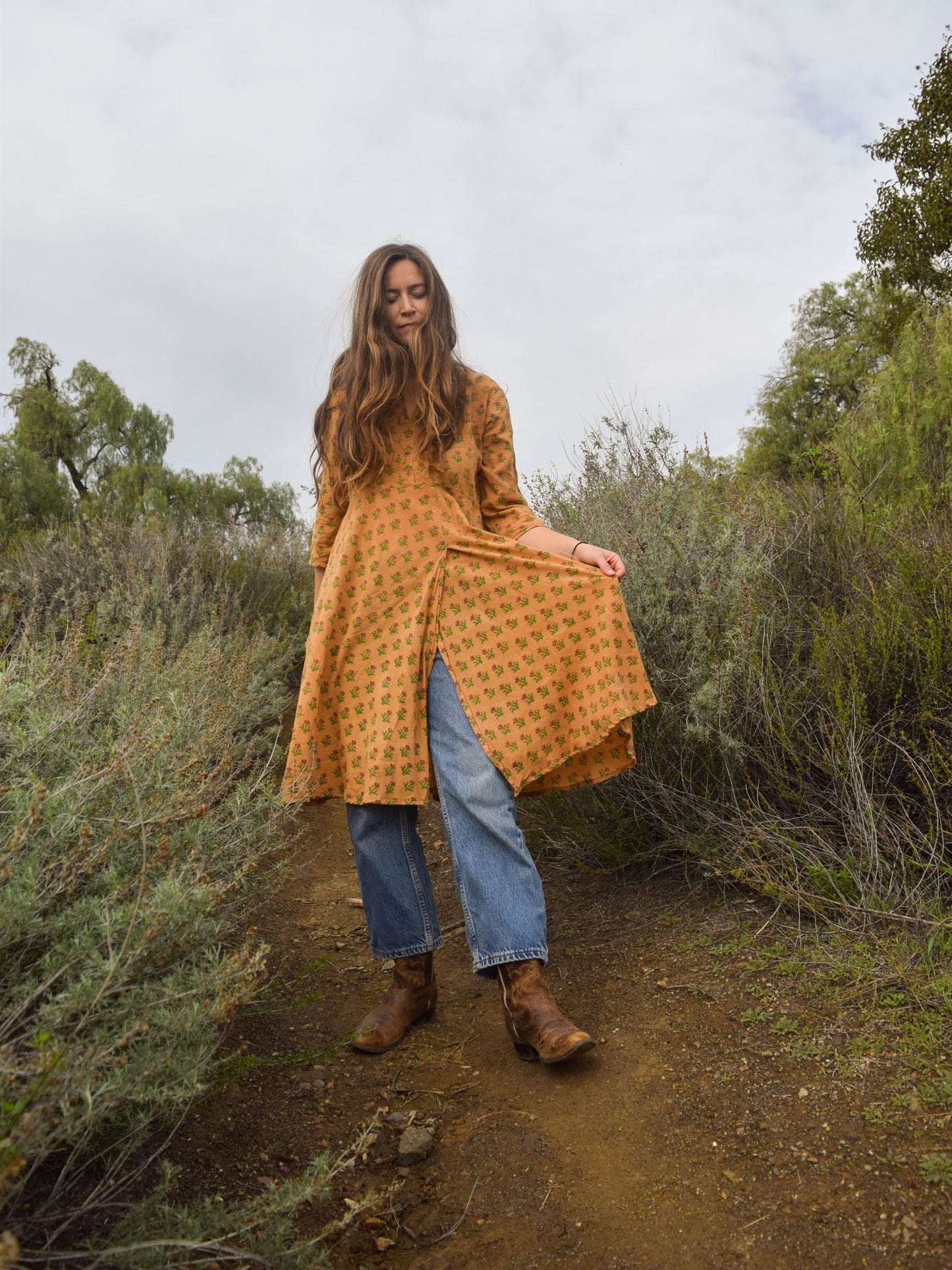 Cutch Indian Blocked Printed Midi Dress