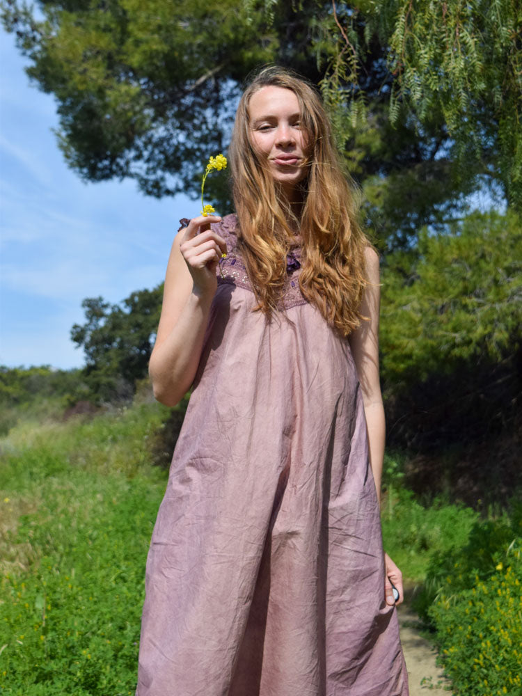 Cutch & Logwood Antique Eyelet Lace Midi Dress