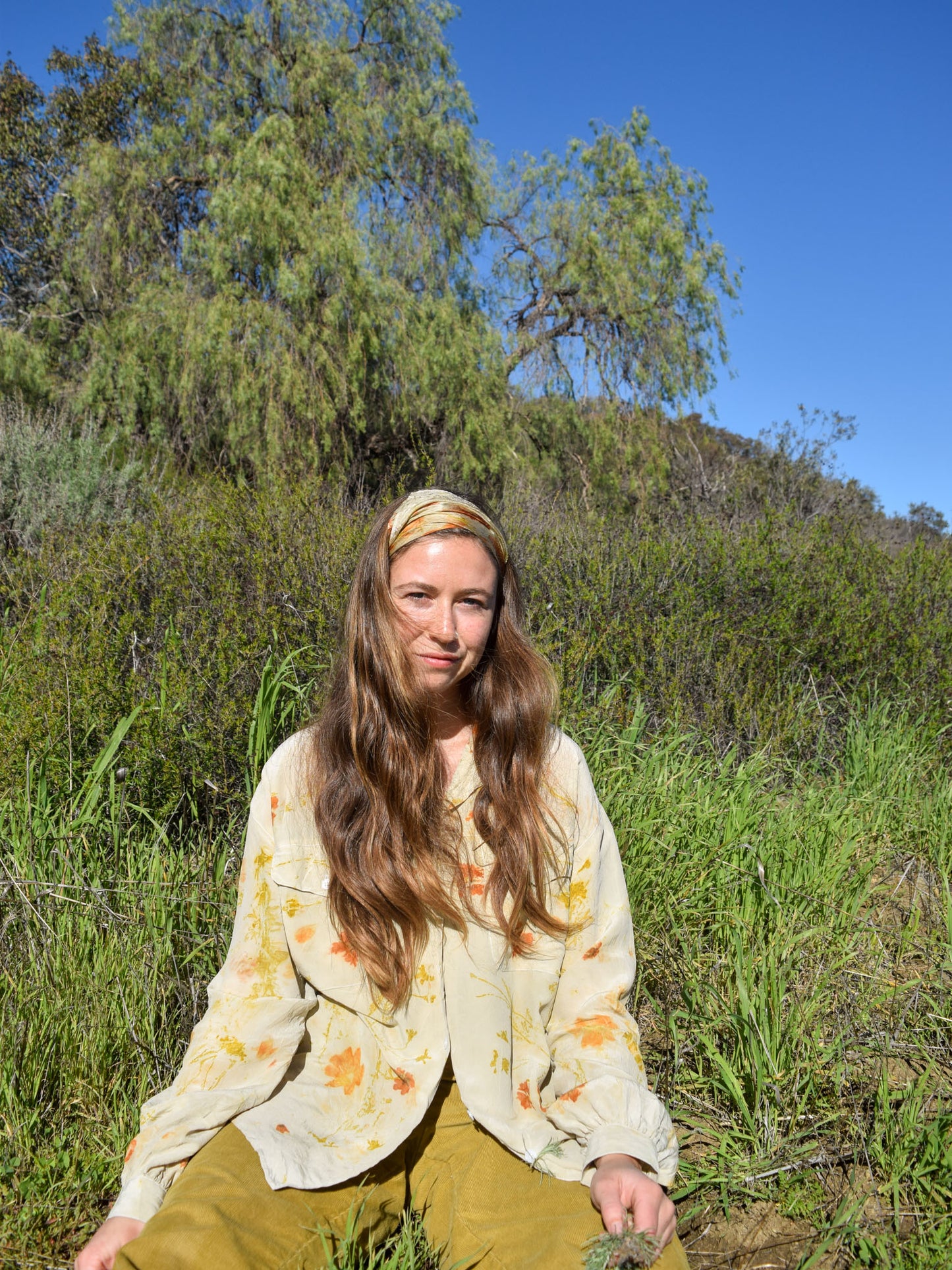 Flower Bundled & Mushroom Dyed Silk Laura Ashley Blouse