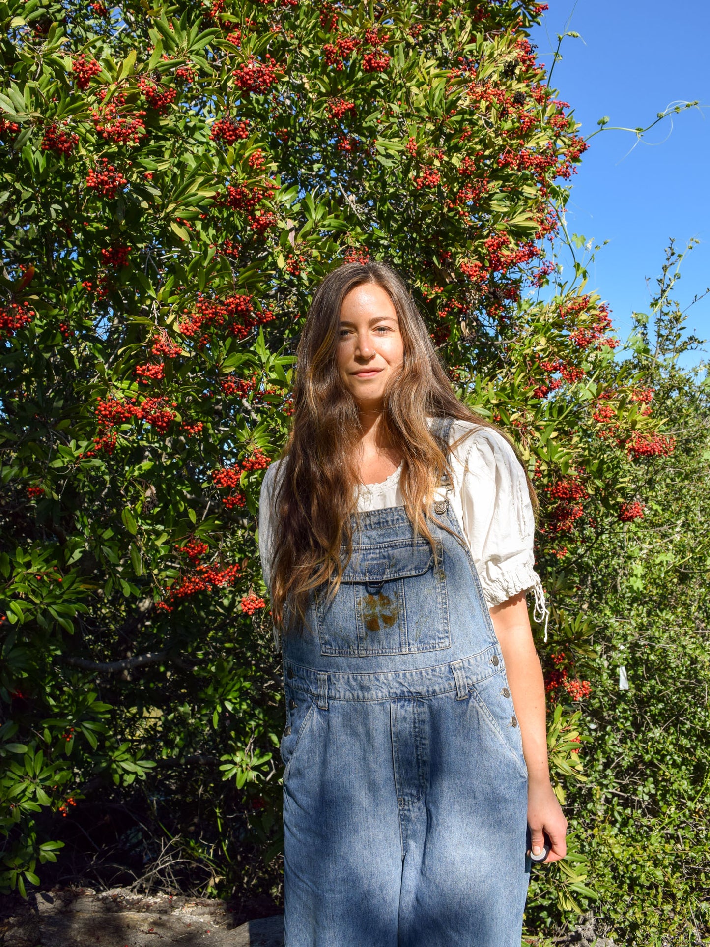 Flower Pressed Denim Overalls