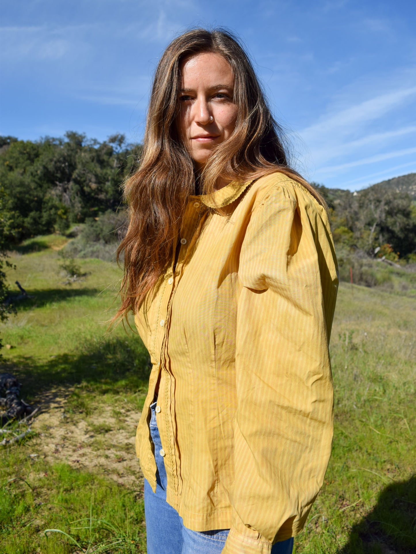 Marigold Striped Button Up Blouse