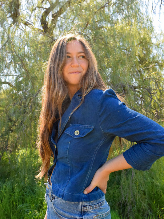 Deep Indigo Cropped Blouse