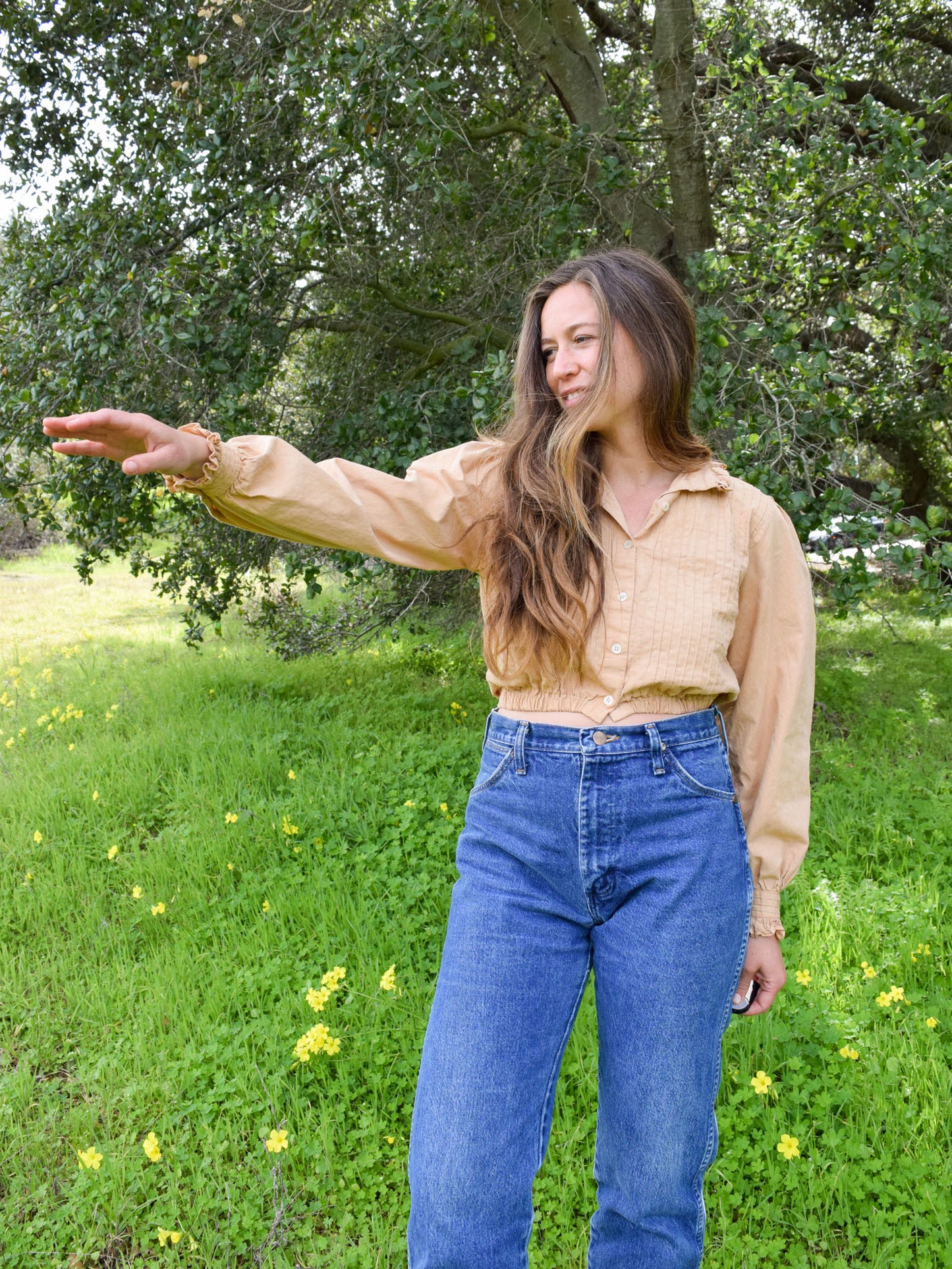 Pale Cutch Pleated Longsleeve Crop