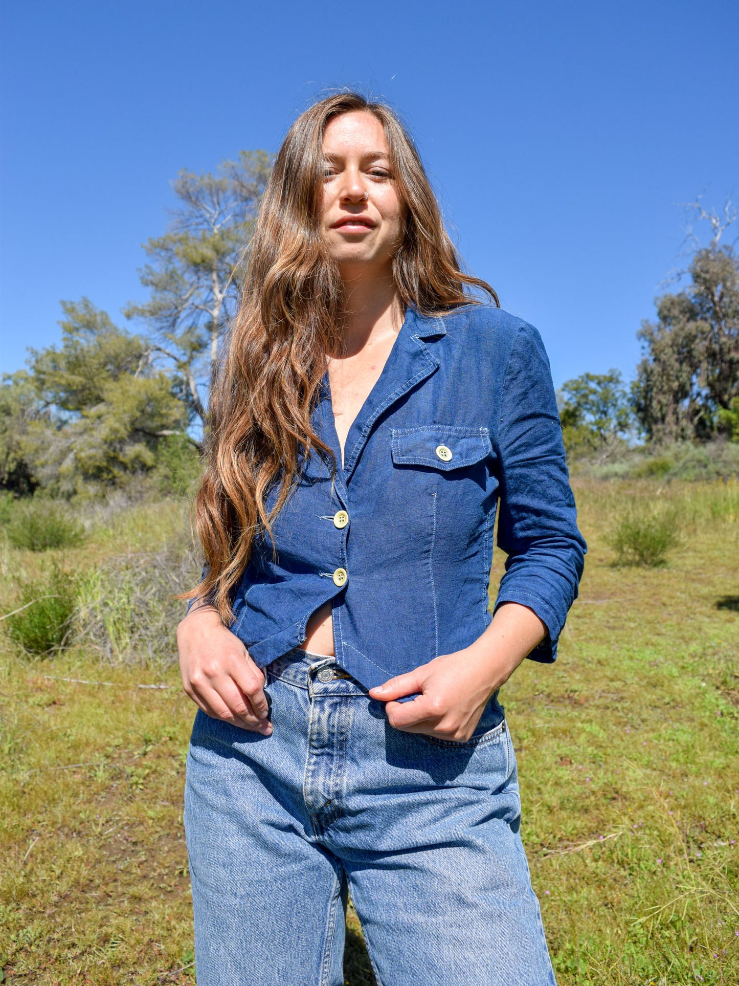 Deep Indigo Cropped Blouse