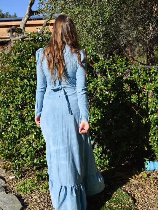 Indigo Lace Cotton Gauze Maxi Dress