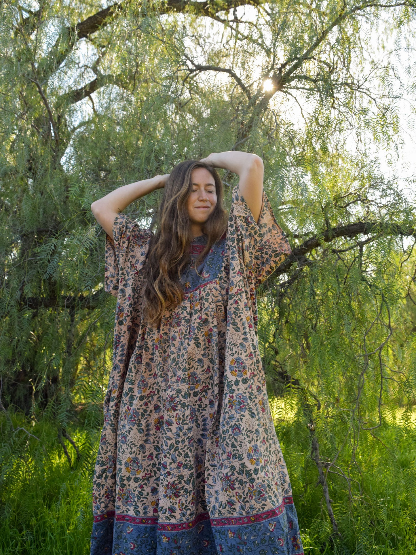 Cutch Flower Print Poof Sleeve Maxi Dress