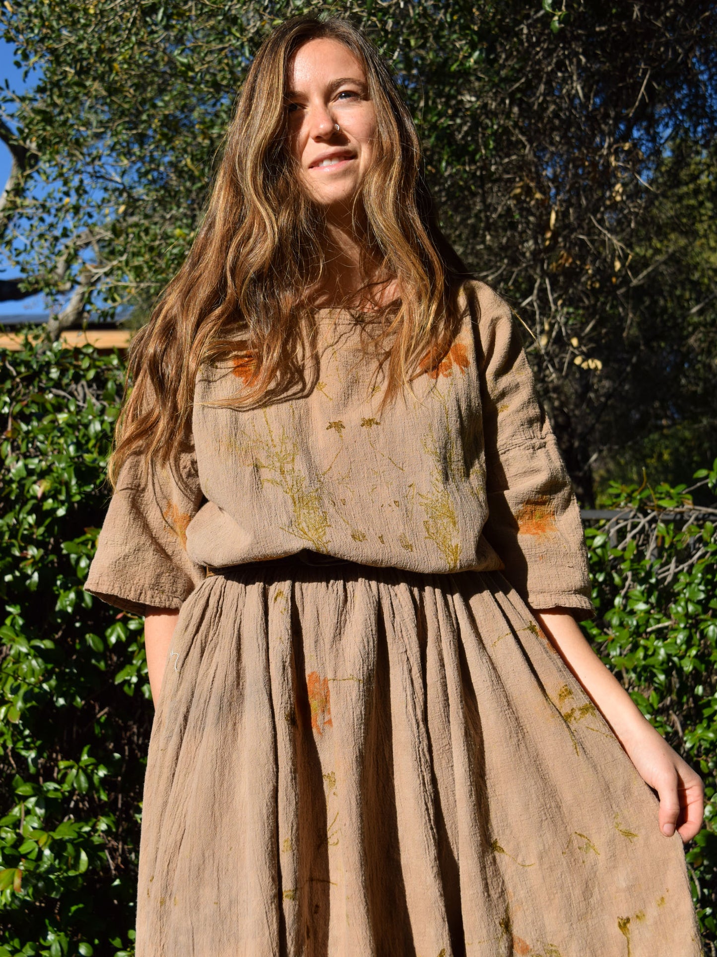 Cutch Flower Pressed Elastic Waist Dress